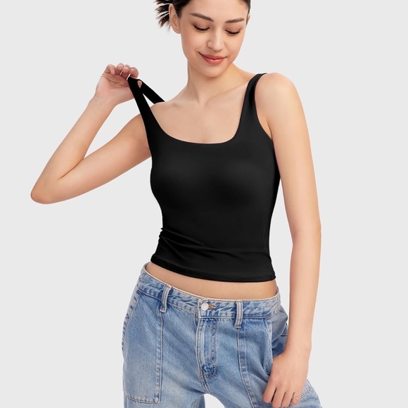 Women's Square Neck Tank Top Sleeveless Double Lined Basic Tops Sharp Collection - Picture 4 of 4